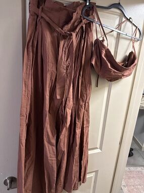 Brown Two Piece Set Linen — NWOT